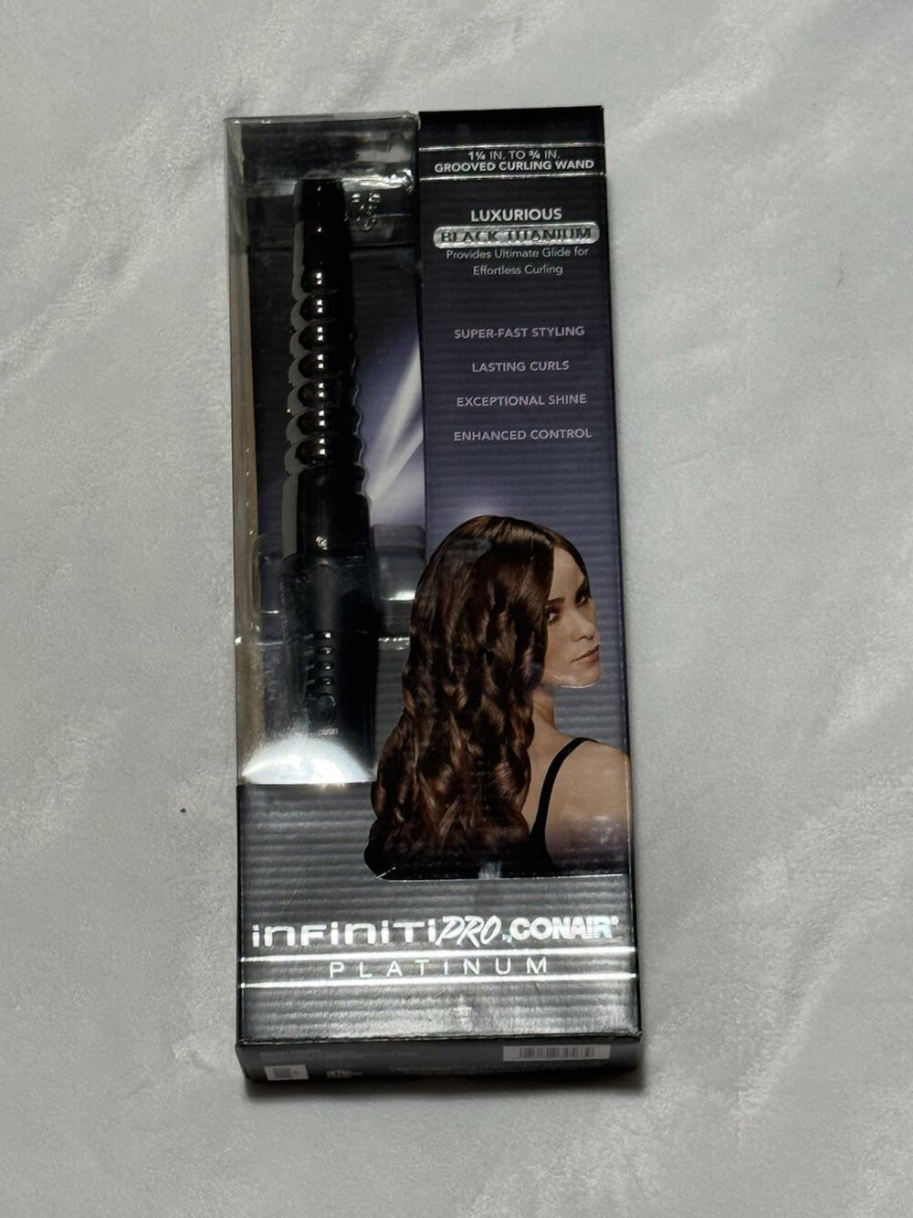 InfinitiPro by Conair Platinum Black Titanium Grooved Curling Wand
